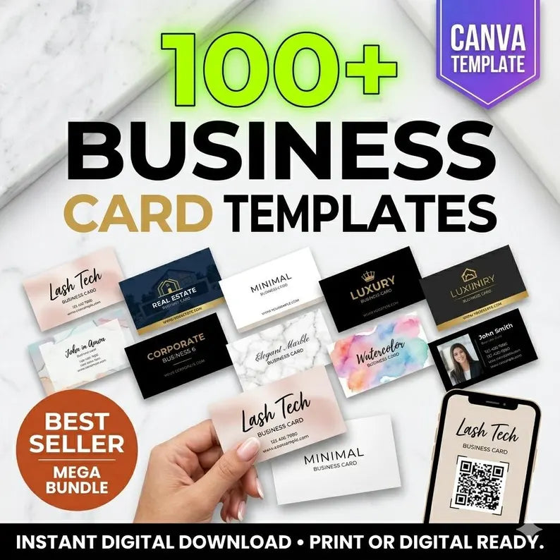 Lash Technician Business Card Templates | 100+ Luxury Minimalist Canva Designs (Digital Download)