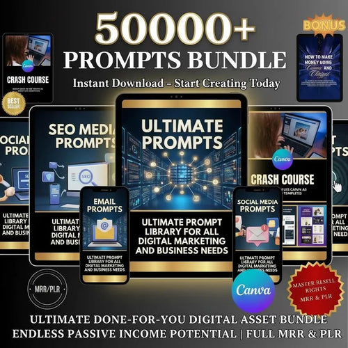 50000+ ChatGPT Marketing Bundle: PLR Prompts & Guide Life time access (Digital Download)