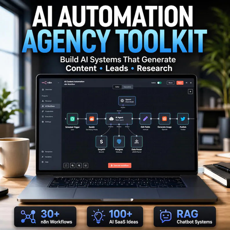 AI Automation Agency Toolkit – 10,000 Business Ideas, n8n Workflows, Notion System